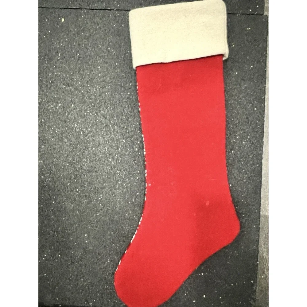Crate and Barrel Red White  Christmas  Stocking fair isle long 21